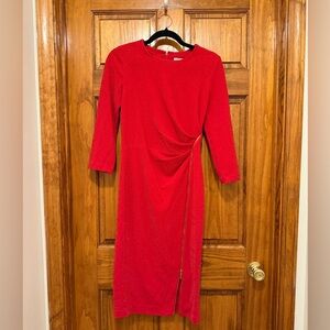 Calvin Klein Red 3/4 Sleeve Sheath Dress